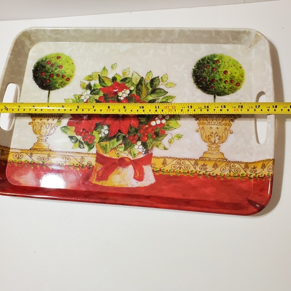 Holiday Poinsettia Melamine Plastic Tea Serving Tray - Picture 11 of 12